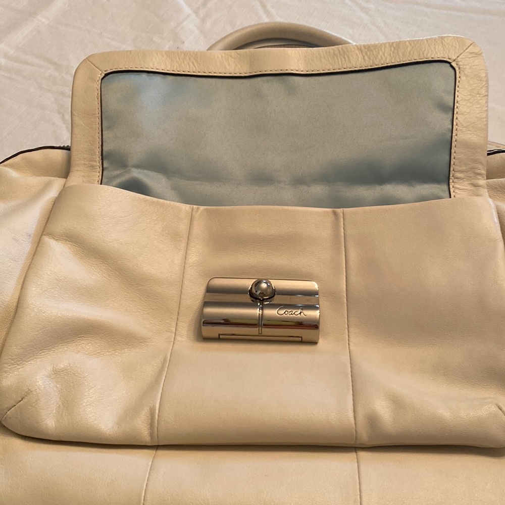 Coach Kristin 14782 Cream Leather Satchel Purse Bag - Picture 12 of 16